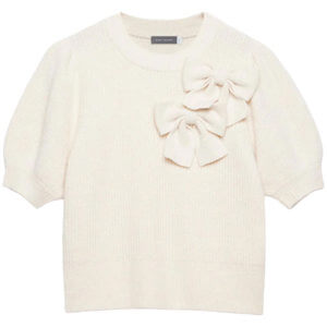 Mint Velvet Cream Knit Bow Top